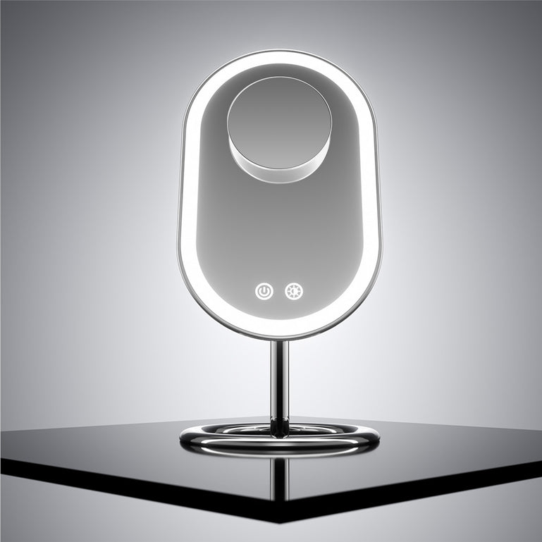 Fancii Vera LED Lighted Vanity Makeup Mirror & Lara 10X Magnifying Mirror in Chrome White