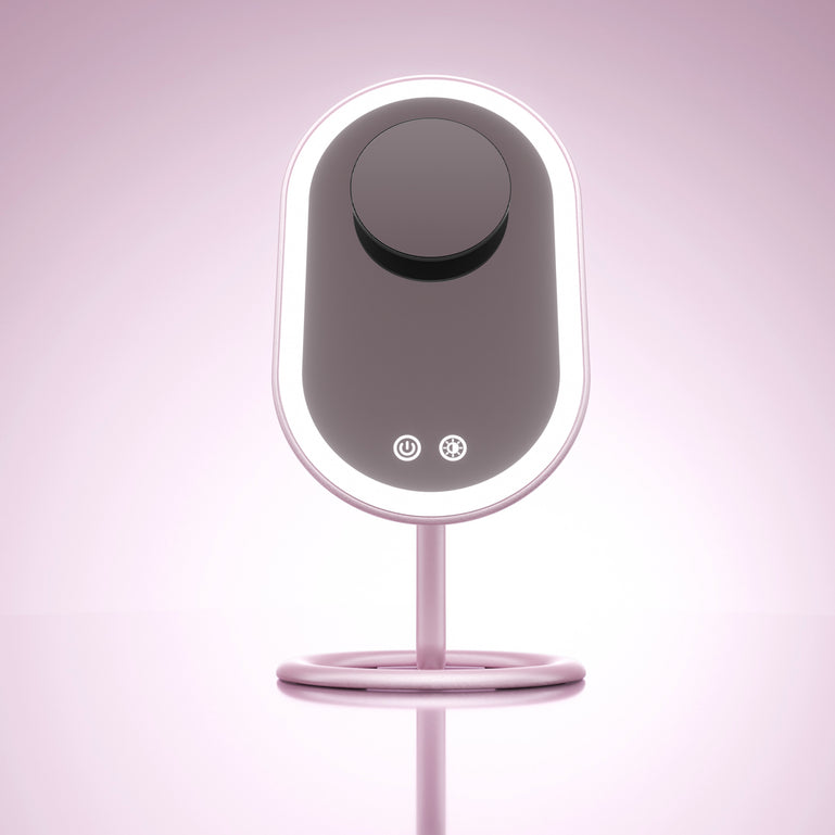 Fancii Vera LED Lighted Vanity Makeup Mirror & Lara 10X Magnifying Mirror in Pink Black