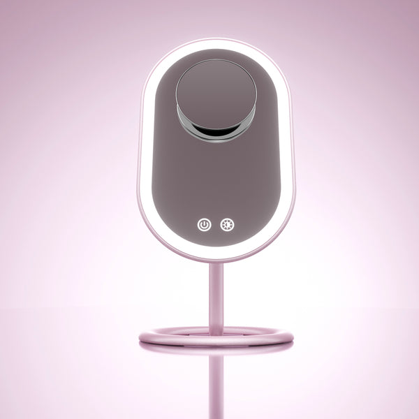 Fancii Vera LED Lighted Vanity Makeup Mirror & Lara 10X Magnifying Mirror in Pink Chrome