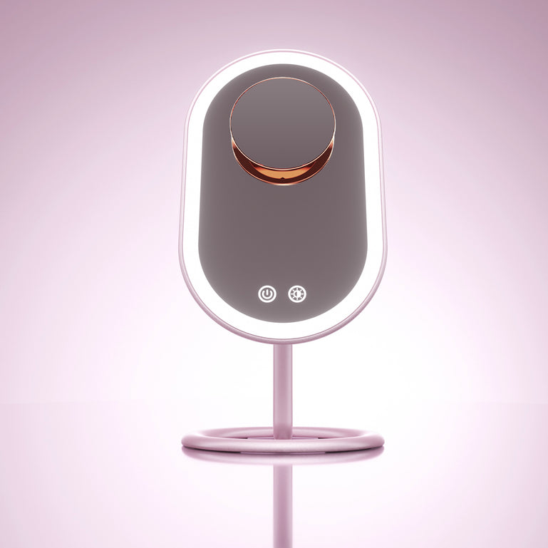 Fancii Vera LED Lighted Vanity Makeup Mirror & Lara 10X Magnifying Mirror in Pink Rose Gold 