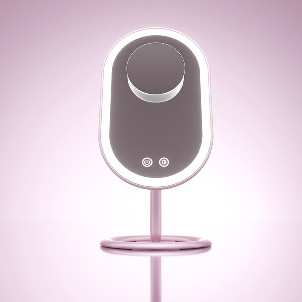 Fancii Vera LED Lighted Vanity Makeup Mirror & Lara 10X Magnifying Mirror in Pink White