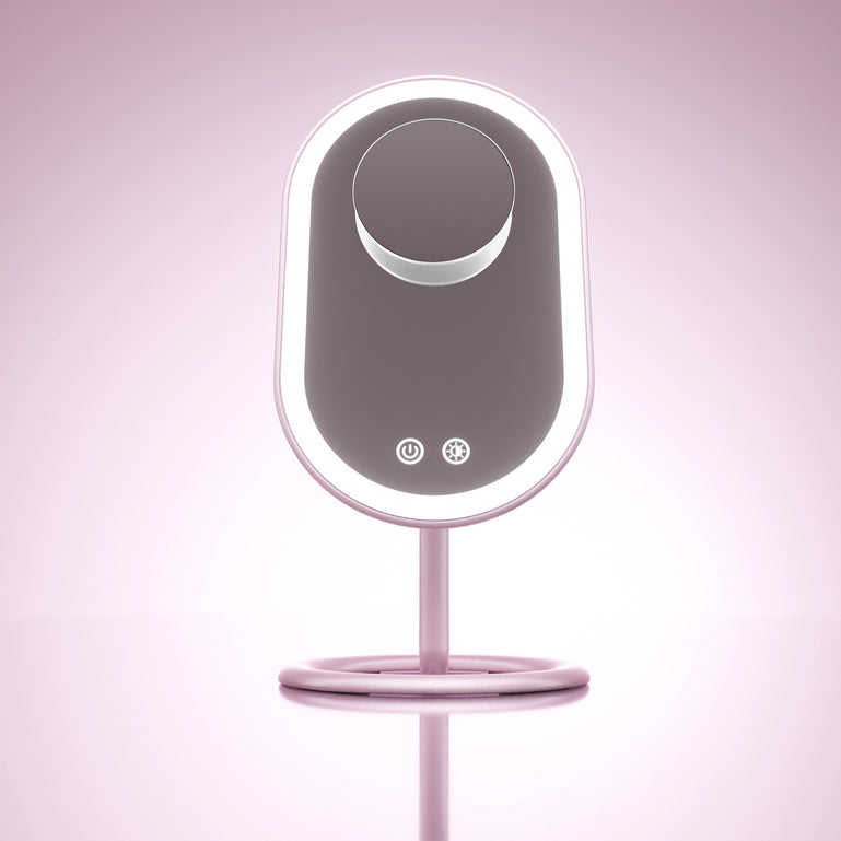 Fancii Vera LED Lighted Vanity Makeup Mirror & Lara 10X Magnifying Mirror in Pink White