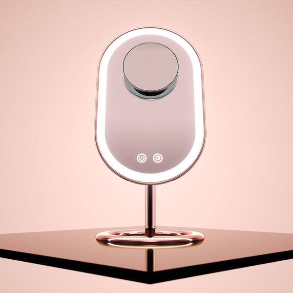 Fancii Vera LED Lighted Vanity Makeup Mirror & Lara 10X Magnifying Mirror in Rose Gold Chrome