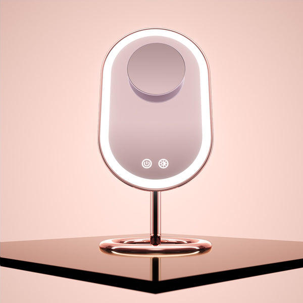 Fancii Vera LED Lighted Vanity Makeup Mirror & Lara 10X Magnifying Mirror in Rose Gold Pink