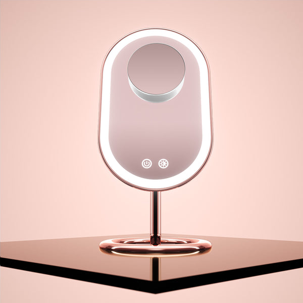 Fancii Vera LED Lighted Vanity Makeup Mirror & Lara 10X Magnifying Mirror in Rose Gold White