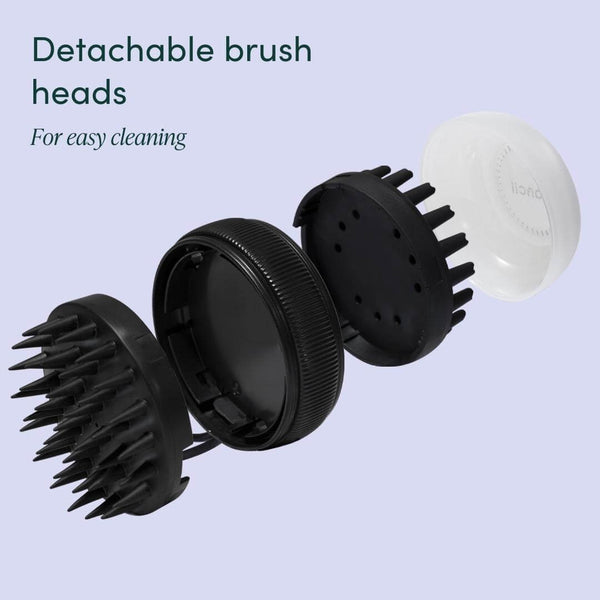 Charlotte Scalp Massaging Brush with Detachable brush heads in Black