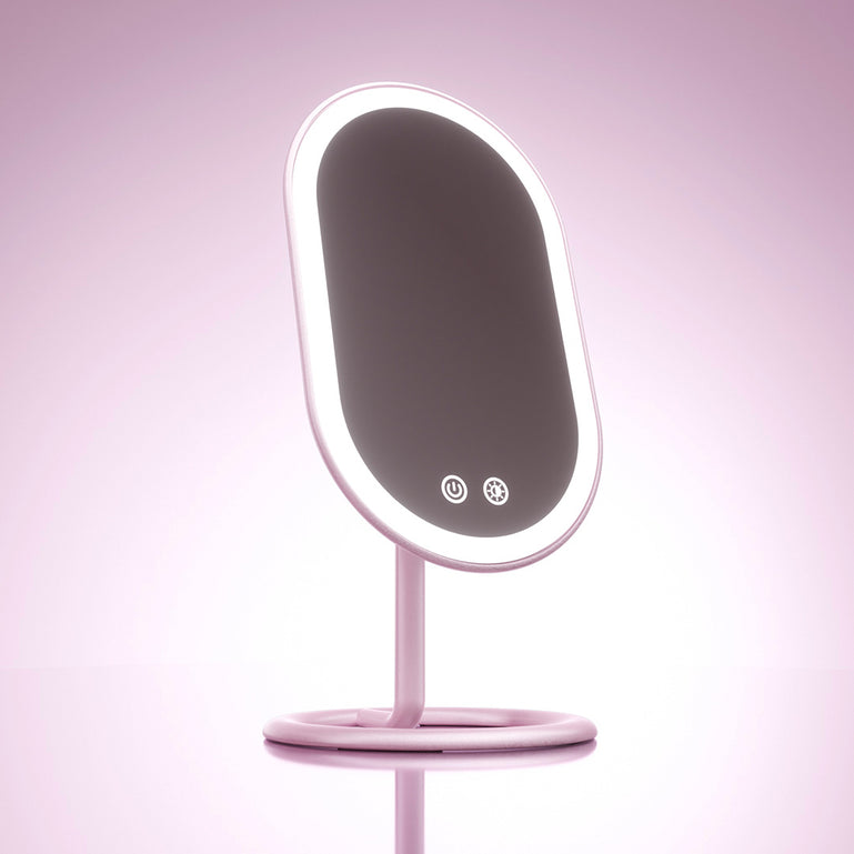 Fancii Vera lighted led vanity makeup mirror with stand Pink