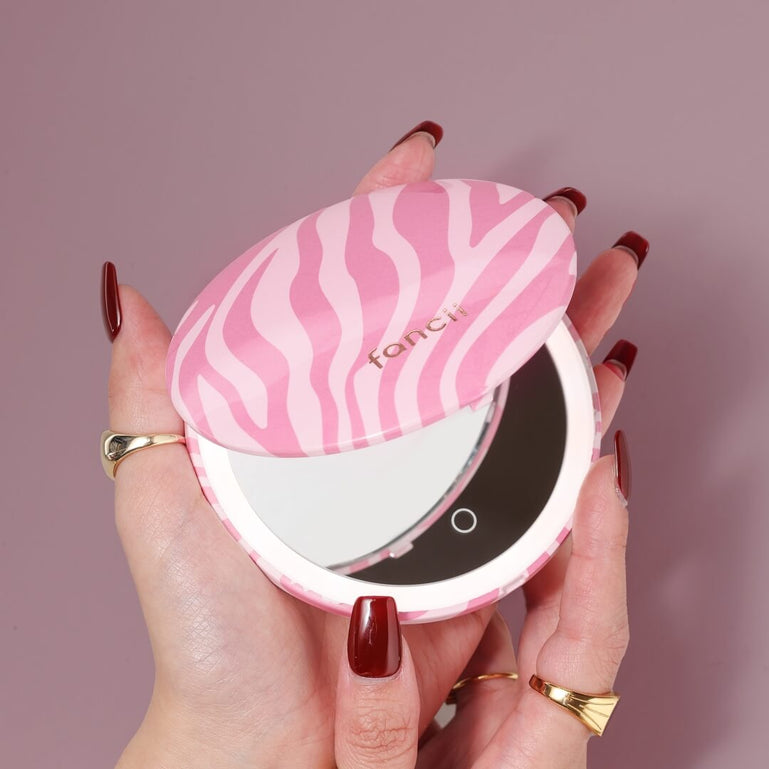 Mini Taylor LED Compact Mirror | Blush Zebra