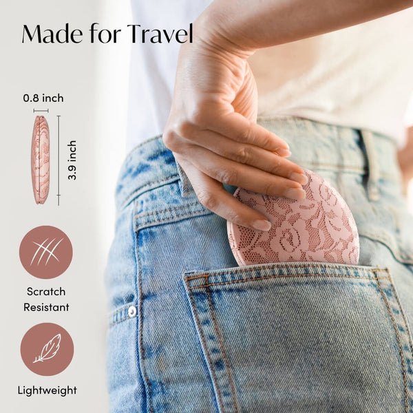 Mini Taylor Lighted Led Compact with 1x and 10x Magnification by Fancii & Co. in Mocha Lace