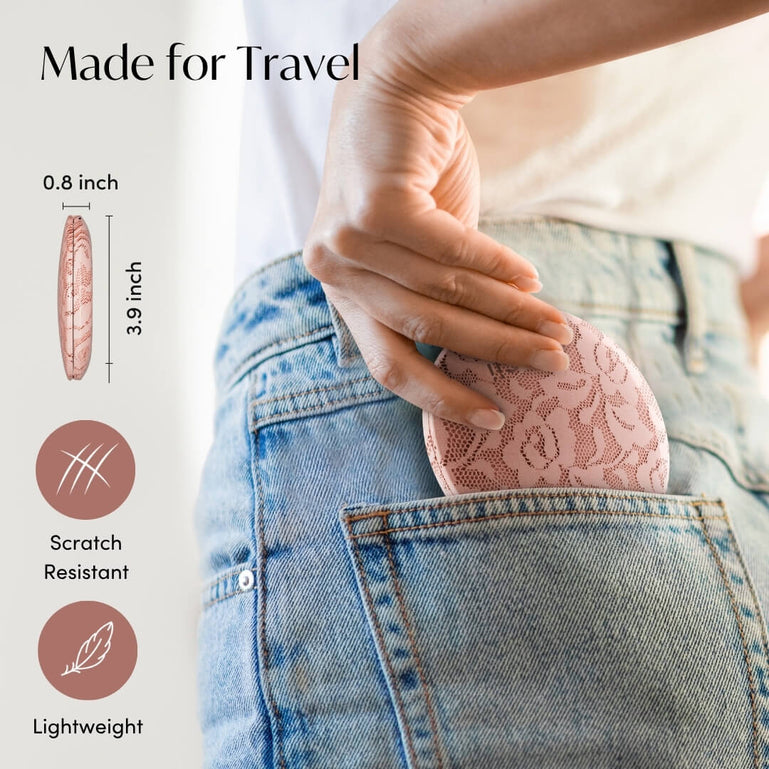 Mini Taylor Lighted Led Compact with 1x and 10x Magnification by Fancii & Co. in Mocha Lace