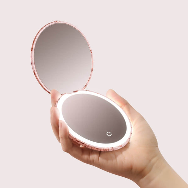 Mini Taylor Lighted Led Compact with 1x and 10x Magnification by Fancii & Co. in Mocha Lace