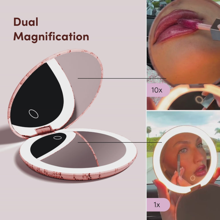 Mini Taylor LED Compact Mirror | Blush Zebra