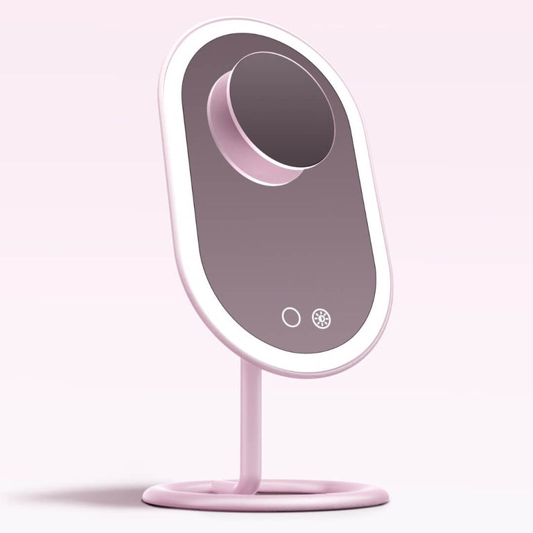 Fancii Vera LED Lighted Vanity Makeup Mirror & Lara 10X Magnifying Mirror in Pink