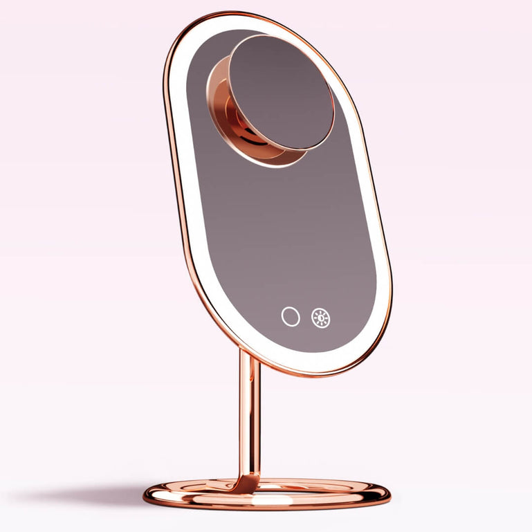 Fancii Vera LED Lighted Vanity Makeup Mirror & Lara 10X Magnifying Mirror in Rose Gold