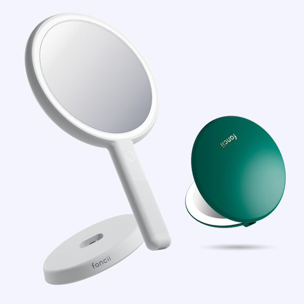 Cami mirror hand held and Taylor compact mirror by Fancii and Co_  Emerald Envy Marshmallow