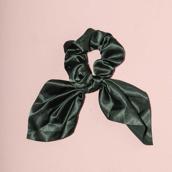 Fancii Elle satin headband hair tie scrunchies Evergreen