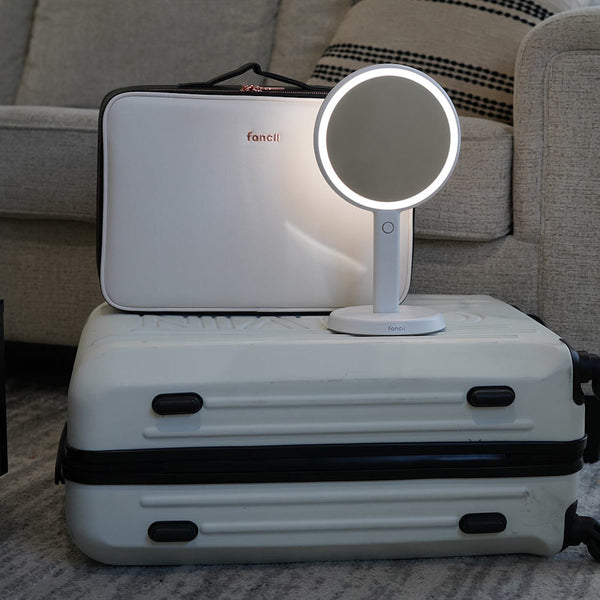 First Class Glow_Cami lighted handheld and Madison Globetrotter makeup case by Fancii and Co are both travel-friendly All